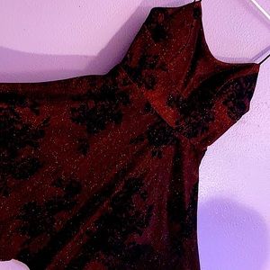 BLACK BURGUNDY SPARKLY SHORT DRESS